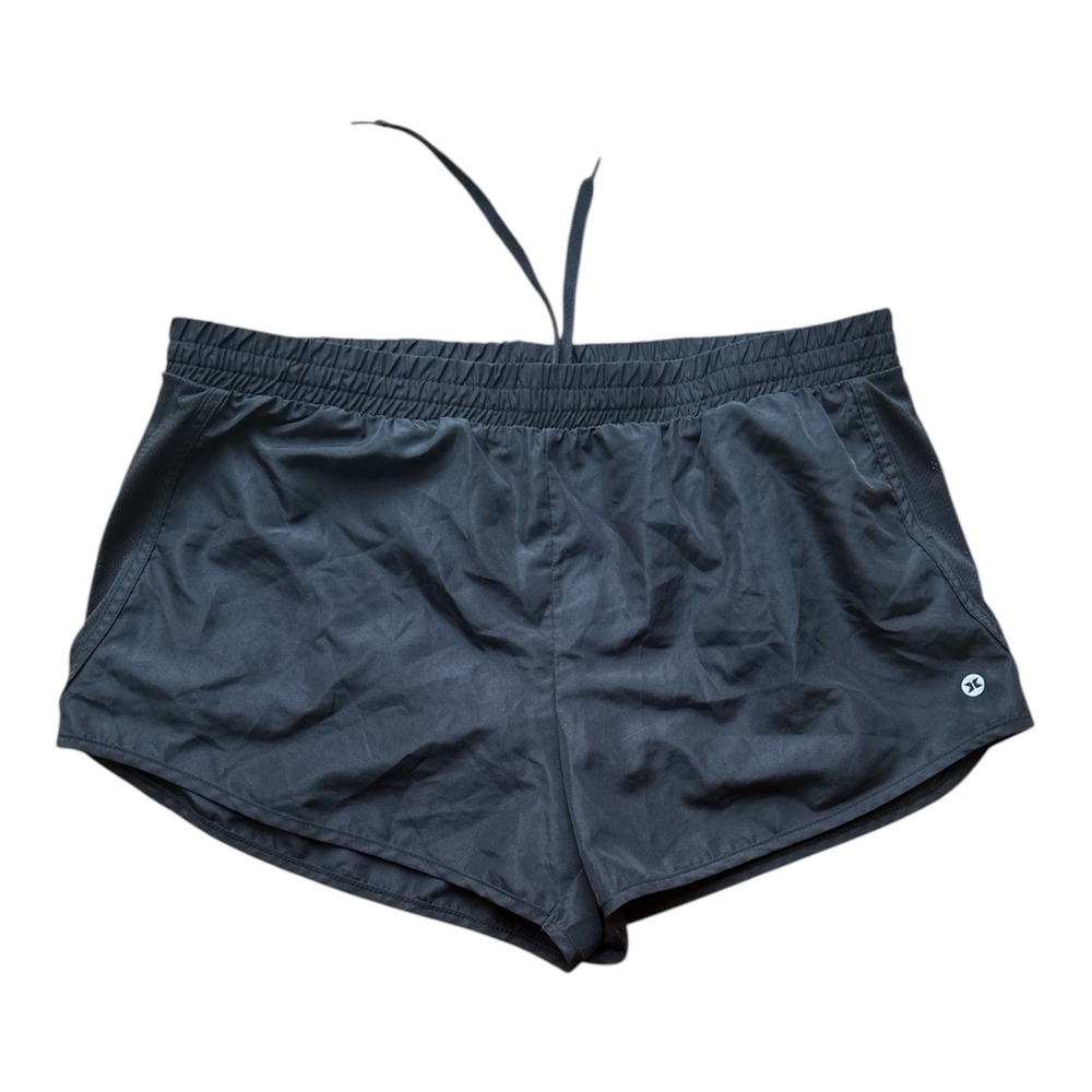 RBX Womens Athletic Shorts Black L G Elastic Waist Drawstring Mesh Side Panel